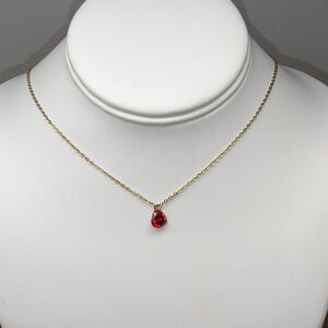18k Gold Plated Necklace With Cubic Zirconia Heart Stone - Diamond Cut